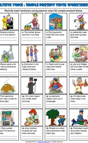 passive voice simple present tense esl exercises worksheet