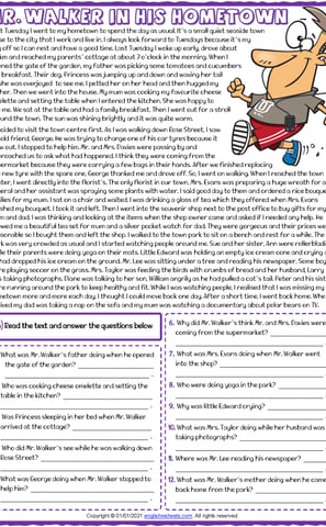 past continuous tense mr walker in his hometown esl reading comprehension qu