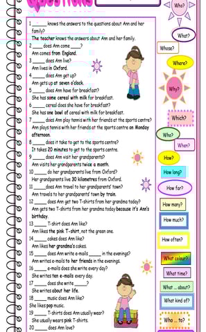 WH questions worksheet