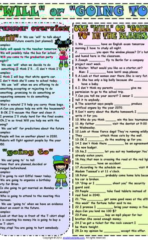 will or going to worksheet