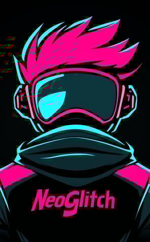 Dessin gamer de dos avec veste NeoGlitch