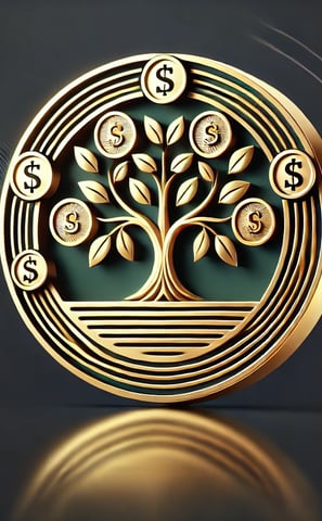 a golden coin with a tree in the middle