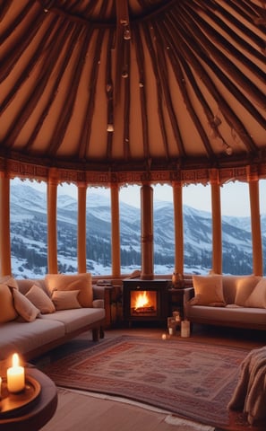 A modern tiny house with large windows is situated amidst a lush green landscape. The structure appears to be a compact living space, featuring an outdoor seating area with a patio umbrella. It is surrounded by tall trees and a grassy field dotted with small wildflowers.