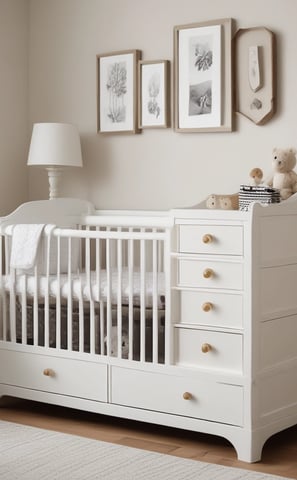 a baby's room with a crib bed and a crib