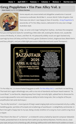 Sydney 1920s - 30s jazz singer Syncopated Times Greg Poppleton