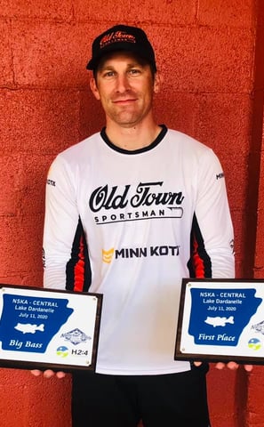 a man holding two plaques with plaques on them
