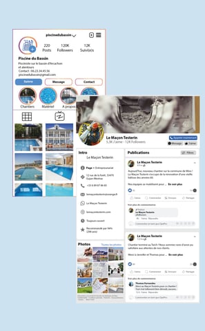 Page Instagram et Facebook créées pour artisans.