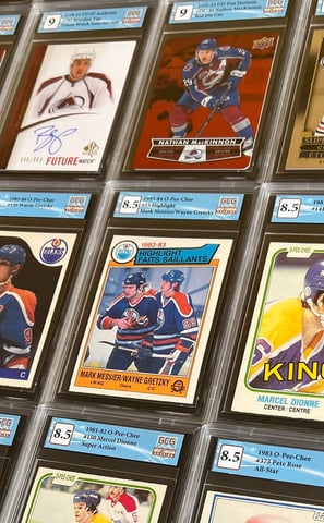 a line of graded sports cards at GCG Vancouver, BC