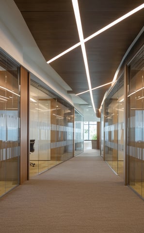 Renovación completa de oficinas con mobiliario personalizado.