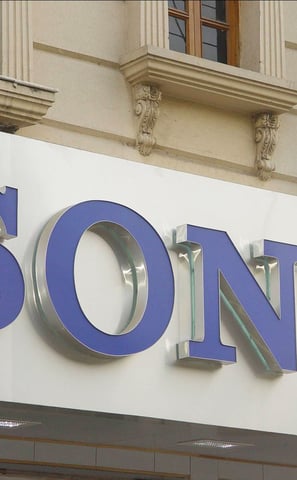 a sony logo on a sign that says sony
