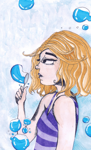 Girl blowing bubbles