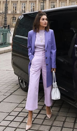 Outfit monocromático en lavanda