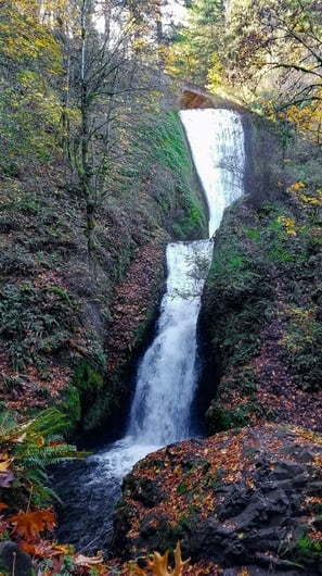Columbia River Gorge, Oregon - Bridal Veil Falls is nearby the Bridal Veil old Lumber Mill