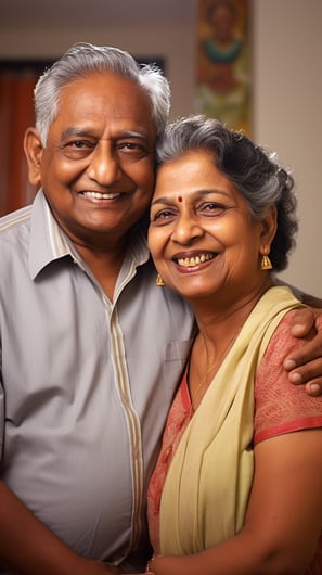 smiling Indian couple renting their home