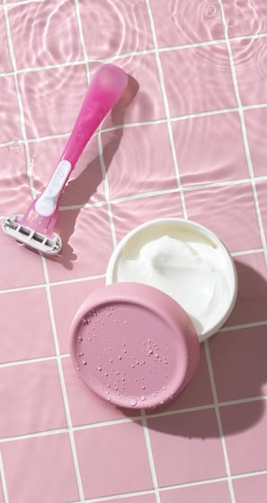 a shaving blade with after-shave cream