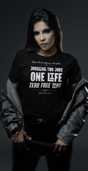 three facts about a hustler, juggling two jobs, one life, zero free time, vivid calm designs