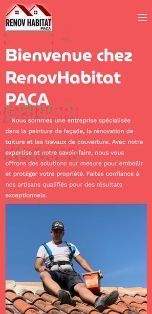 Nous voyons la page d'accueil du site internet de M.Livoireau entreprise Rénov Habitat Paca