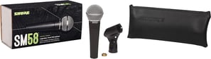 Shure SM58 Cardioid Dynamic Vocal Microphone w/A25D Mic Clip, Storage Bag