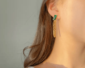 Green Chain Earrings