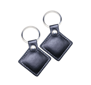 Jetons en cuir RFID noirs en forme de losange.
