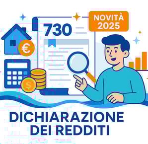 Illustrazione vettoriale moderna rappresentante la dichiarazione dei redditi 2025