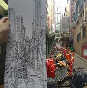 City Sketch by Evgeny Bondarenko in Hong Kong
