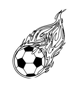 Voetbal in vlam kleurplaat