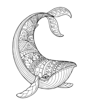 Mandala kleurplaat van een walvis