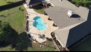 Aerial view of backyard with pool and patio 3.