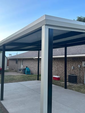 Modern metal patio cover.