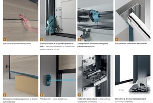a series of pictures of a door handle latched door