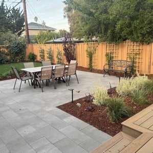 Palo Alto patio renovation with stamped concrete flooring