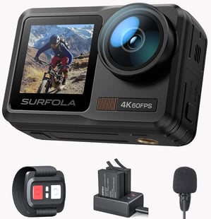 Surfola SF630 Cámara Deportiva 4K 60FPS, subacuática 40M Impermeable 