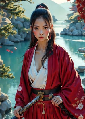 a woman in a red kimono kimono kimono kimono kimono kim