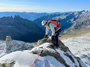 Scrambling on Piz Badil Normal Route
