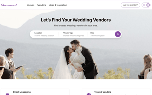 Desktop mockup of DreamWed website hero section showcasing elegant wedding planning platform