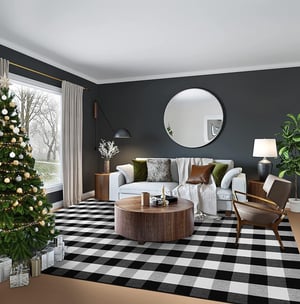 black and white area rug