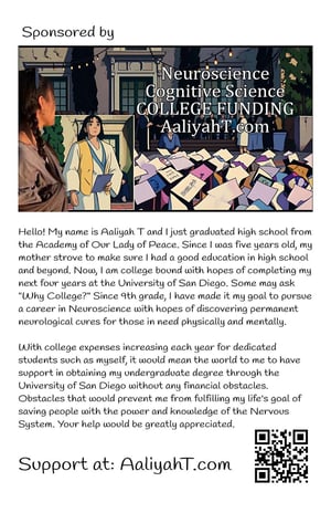 AaliyahT Neuroscience and Cognitive Science College Funding. Support College Education page 39