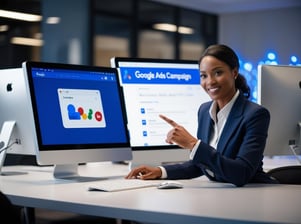 digital marketing consultant, presenting SEO and social media results report and Google My Business