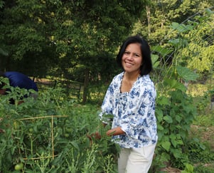 Nicky working in her own garden. 