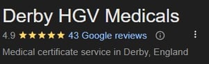 Derby HGV Medicals google reviews