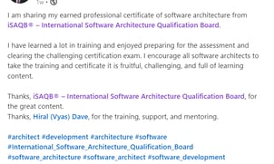 Testimonial Dec 2021 iSAQB CPSA-F training online from India