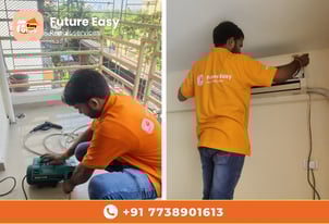 Future Easy technicians providing expert AC servicing and repair, ensuring efficient cooling solutio