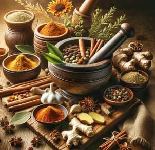 Lejra a variety of different types of spices