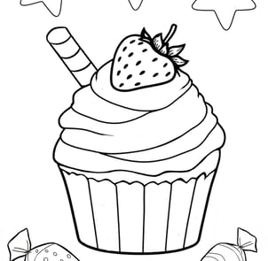 delicous cupcake coloring page