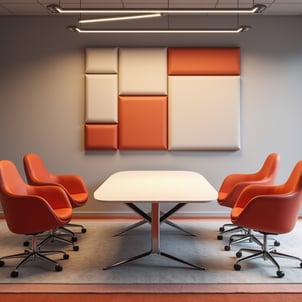 sala de reuniones con paneles acusticos