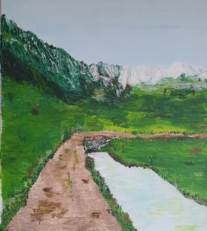 Paysage printanier. 33x44cm. 120€.