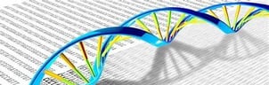 DNA Helix on top of Printed-out DNA Sequence