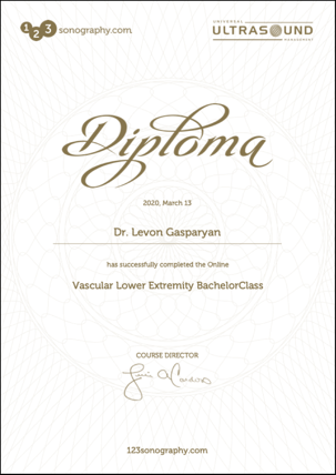 Levon Gasparyan, 123Sonography Diploma vascular lower extremity bachelor class 2020