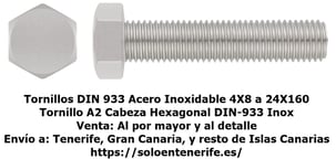 DIN 933 Tornillos Hexagonales en Acero Inoxidable Tornilleria A2 DIN-933